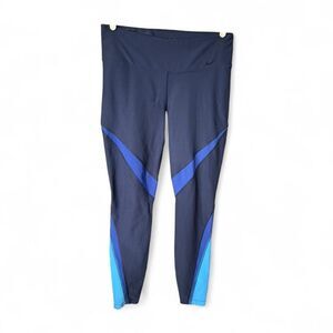 Nike Dri-FIT Leggings Womens Large Blue Colorblock High Rise Full Length